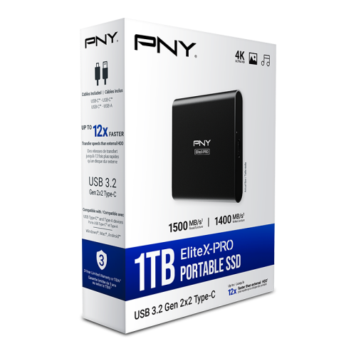 PNY Pro Elite X CS2260 1TB 1500/1400MB/s USB 3.2 Gen2 Type-C Taşınabilir SSD Disk (PSD0CS2260-1TB-RB)