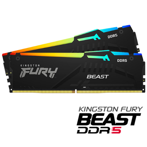 Kingston Fury Beast RGB KF552C40BBAK2/64 64GB (2x32GB) DDR5 5200MHz CL40 Siyah Gaming Ram (Bellek)