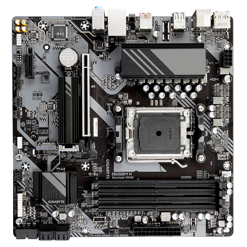 Gigabyte B650M K AMD B650 Soket AM5 DDR5 6400(OC)MHz mATX Gaming (Oyuncu) Anakart