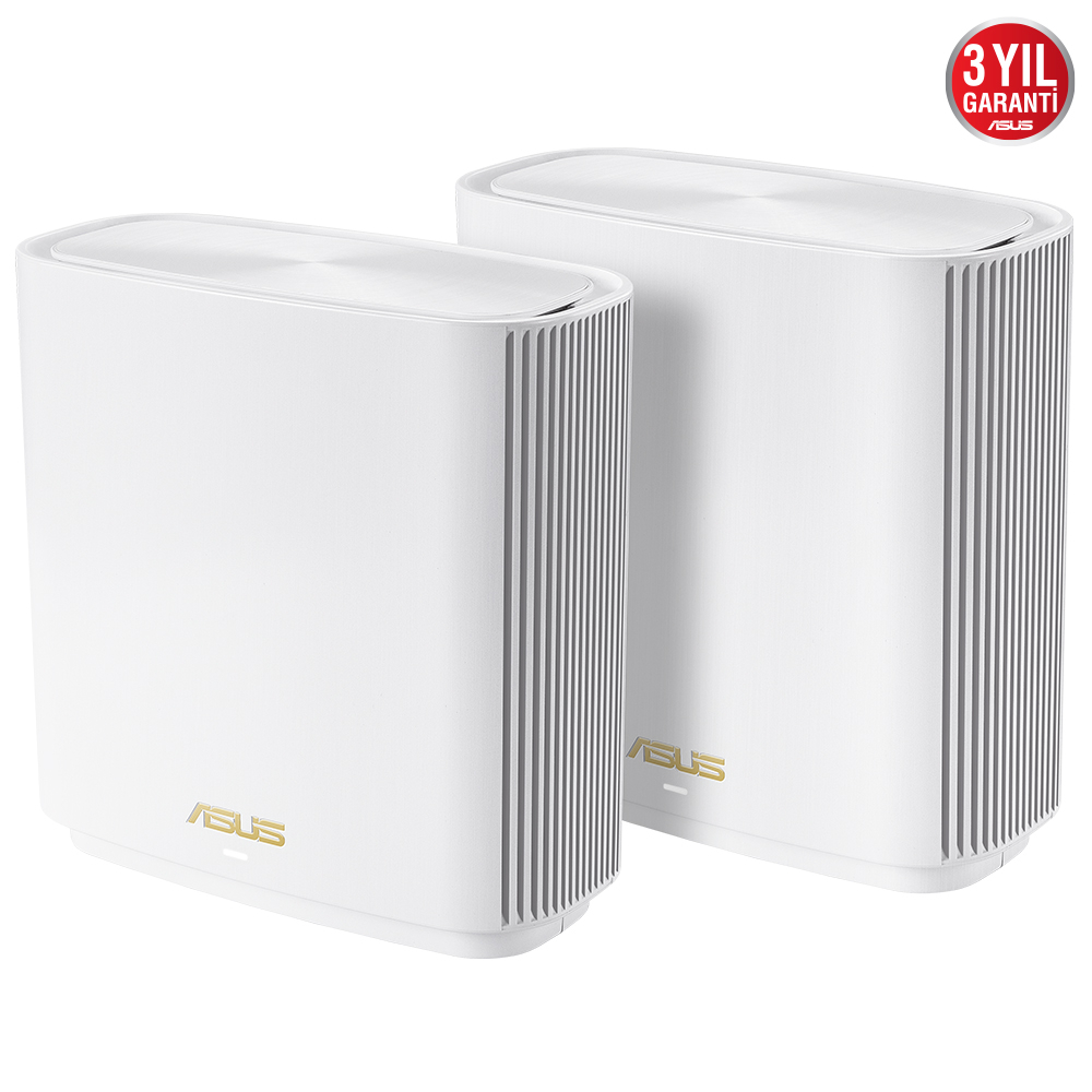 ASUS ZenWiFi AX XT8 (W-2-PK) Tüm Evi Kapsayan Tri-Band Wi-Fi 6 Mesh Sistemi (Beyaz İkili Paket)