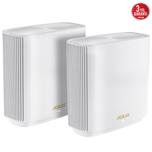 ASUS ZenWiFi AX XT9 (W-2-PK) Tüm Evi Kapsayan Tri-Band Wi-Fi 6 Mesh Sistemi (Beyaz İkili Paket)