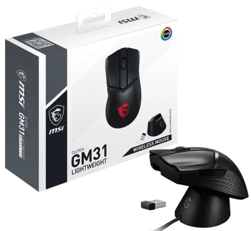 MSI Clutch GM31 Lightweight Wireless 12000DPI 6 Tuş RGB Optik Kablosuz Gaming (Oyuncu) Mouse