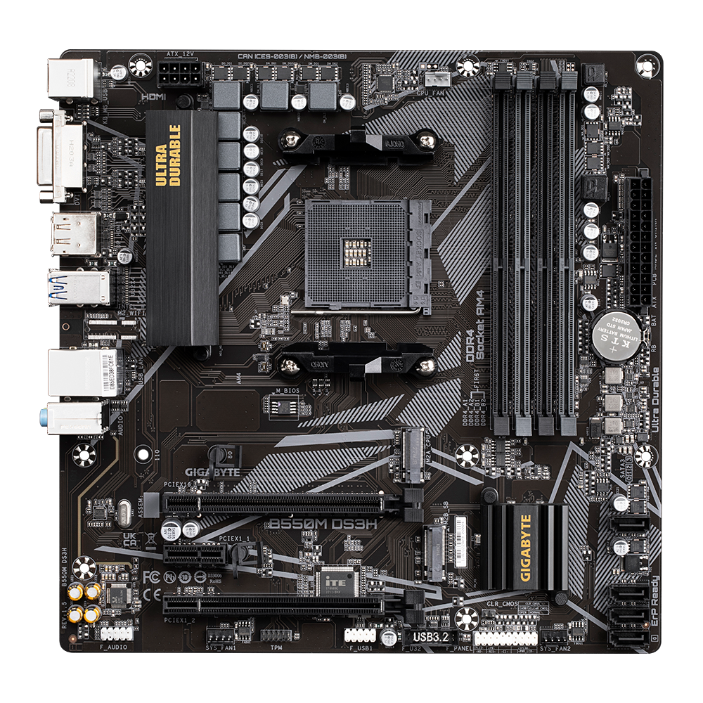Gigabyte B550M DS3H AMD B550 Soket AM4 DDR4 4733(OC)MHz mATX Gaming (Oyuncu) Anakart