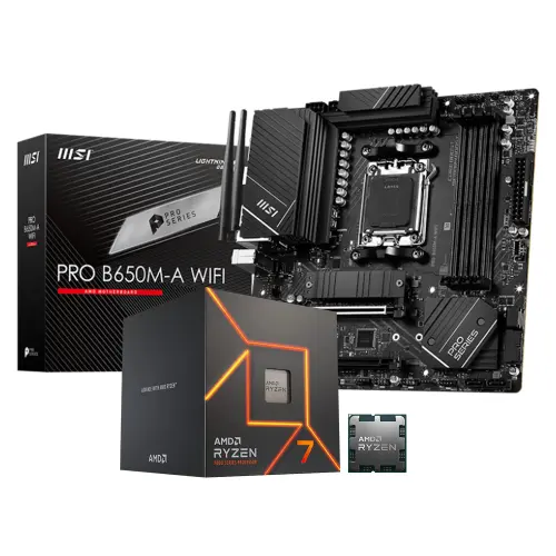 AMD Ryzen 7 7700 İşlemci + MSI PRO B650M-A WIFI Anakart Bundle