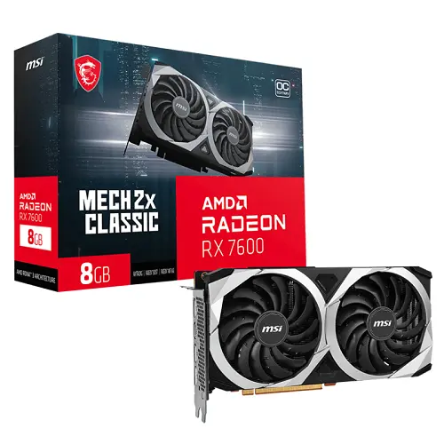 MSI RADEON RX 7600 MECH 2X CLASSIC 8G OC GDDR6 128Bit DX12 Gaming (Oyuncu) Ekran Kartı