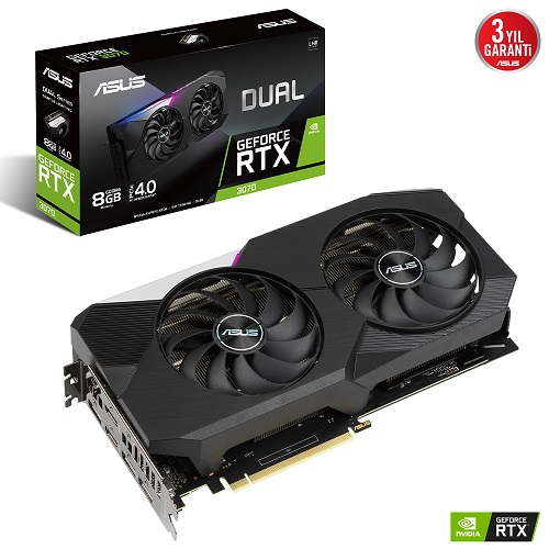 ASUS Dual GeForce RTX 3070 V2 DUAL-RTX3070-8G-V2 8GB GDDR6 256Bit DX12 Gaming (Oyuncu) Ekran Kartı