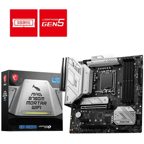 MSI MAG B760M MORTAR WIFI Intel B760 Soket 1700 DDR5 7000(OC)MHz mATX Gaming (Oyuncu) Anakart