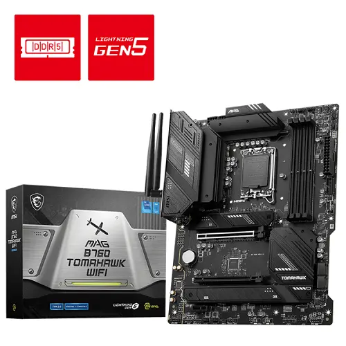 MSI MAG B760 TOMAHAWK WIFI DDR5 Intel B760 Soket 1700 DDR5 7000(OC)MHz ATX Gaming (Oyuncu) Anakart