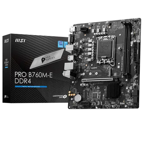 MSI Pro B760M-E DDR4 Intel B760 Soket 1700 DDR4 4800(OC)MHz mATX Gaming (Oyuncu) Anakart