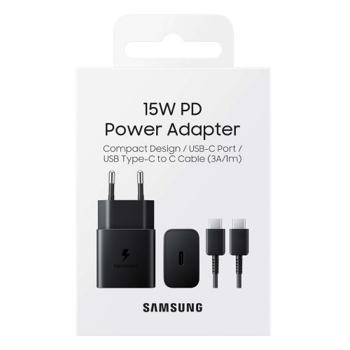 Samsung EP-T1510X 15W Hızlı Şarj Adaptörü Type-C Kablo Seti Siyah