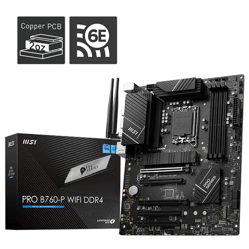 MSI PRO B760-P WIFI DDR4 Intel B760 Soket 1700 DDR4 5333(OC)MHz ATX Gaming (Oyuncu) Anakart