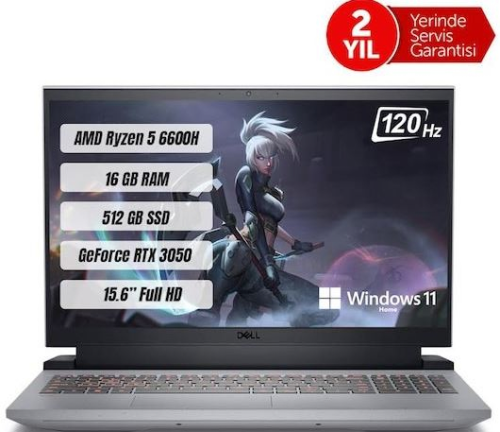 Dell G15 5525 G1555251000WH Ryzen 5 6600H 16GB 512GB SSD 4GB RTX 3050 15.6″ Full HD Windows 11 Gaming (Oyuncu) Notebook