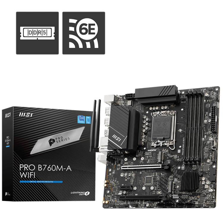 MSI PRO B760M-A WIFI DDR5 Intel B760 Soket 1700 DDR5 6800(OC)MHz mATX Gaming (Oyuncu) Anakart