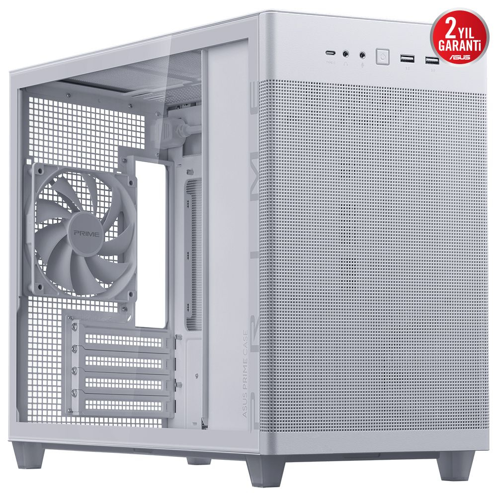 ASUS Prime AP201 Temperli Cam Micro ATX Beyaz Bilgisayar Kasası