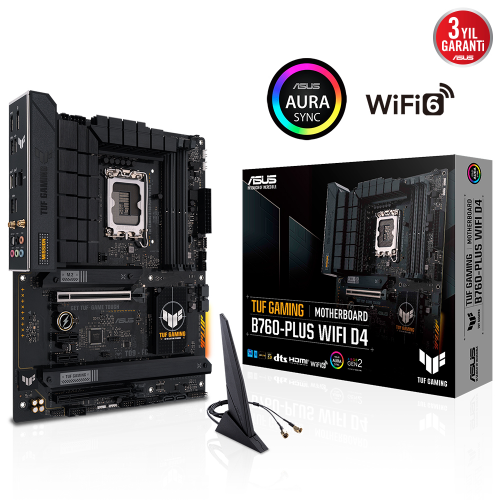 ASUS TUF Gaming B760-Plus WIFI D4 Intel B760 Soket 1700 DDR4 5333(OC)MHz ATX Gaming (Oyuncu) Anakart