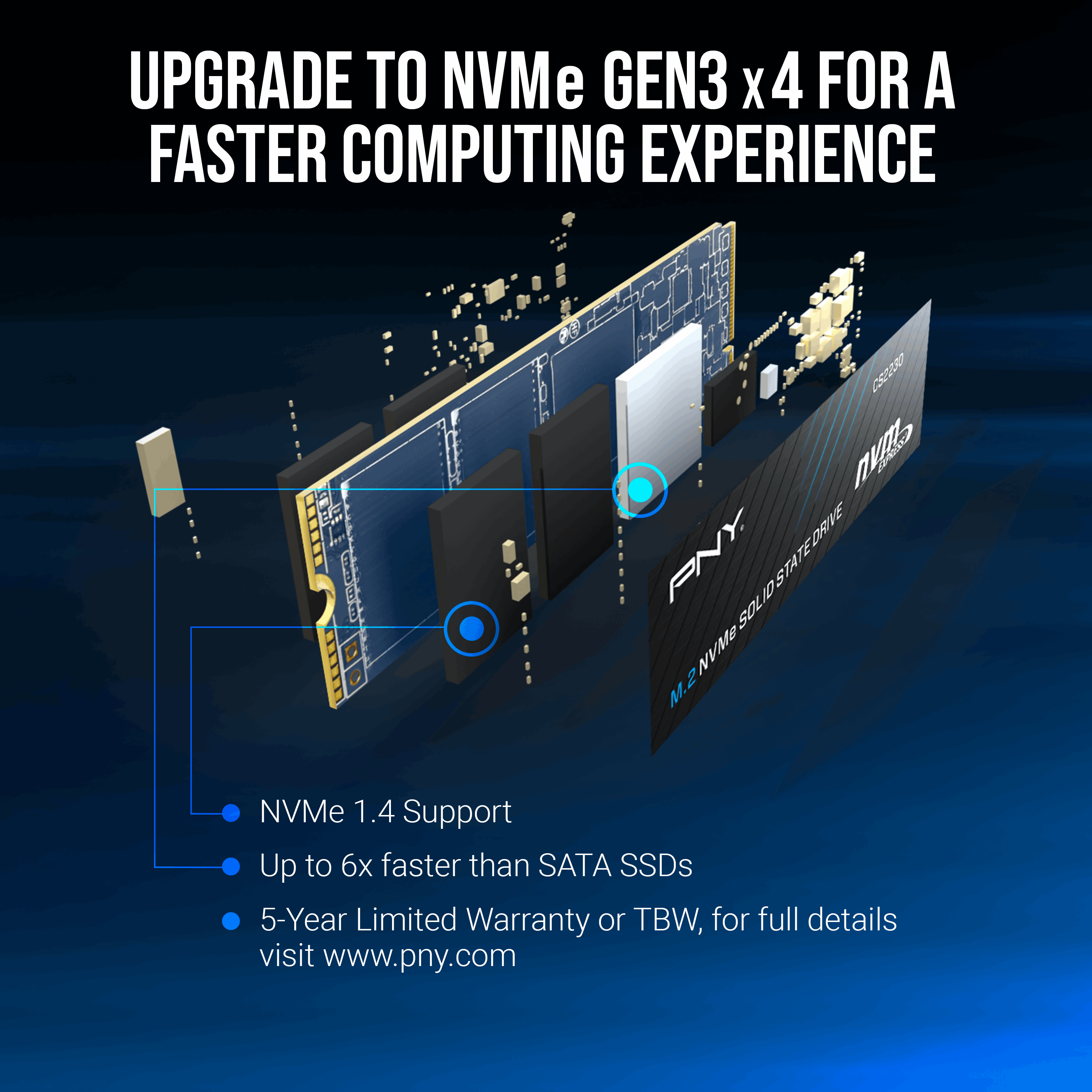 PNY CS2230 M280CS2230-1TB-RB 1TB 3300/2600MB/s PCIe NVMe M.2 SSD Disk
