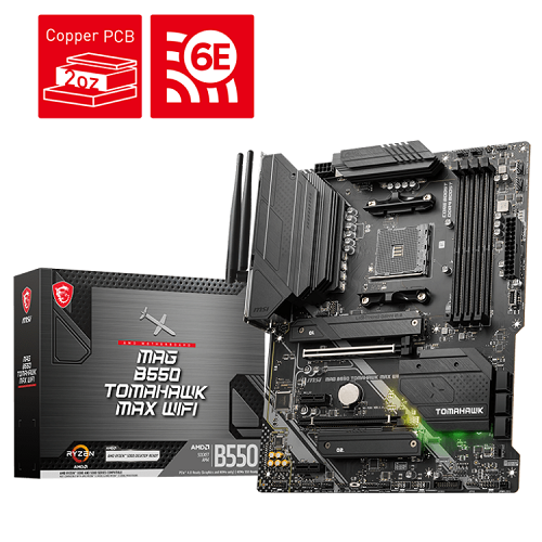 MSI MAG B550 TOMAHAWK MAX WIFI AMD B550 Soket AM4 DDR4 5100(OC)Mhz ATX Gaming (Oyuncu) Anakart