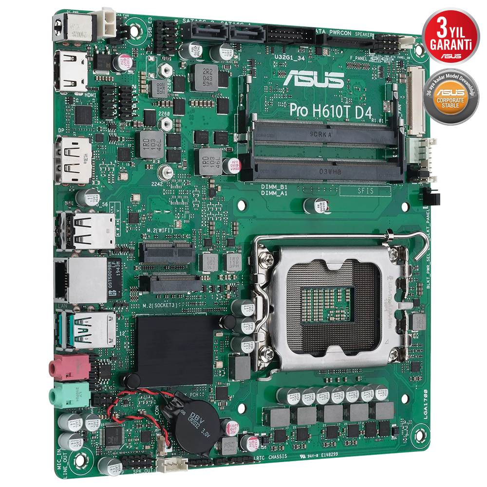 ASUS Pro H610T D4-CSM Soket 1700 DDR4 3200(OC)Mhz Mını-ITX Anakart