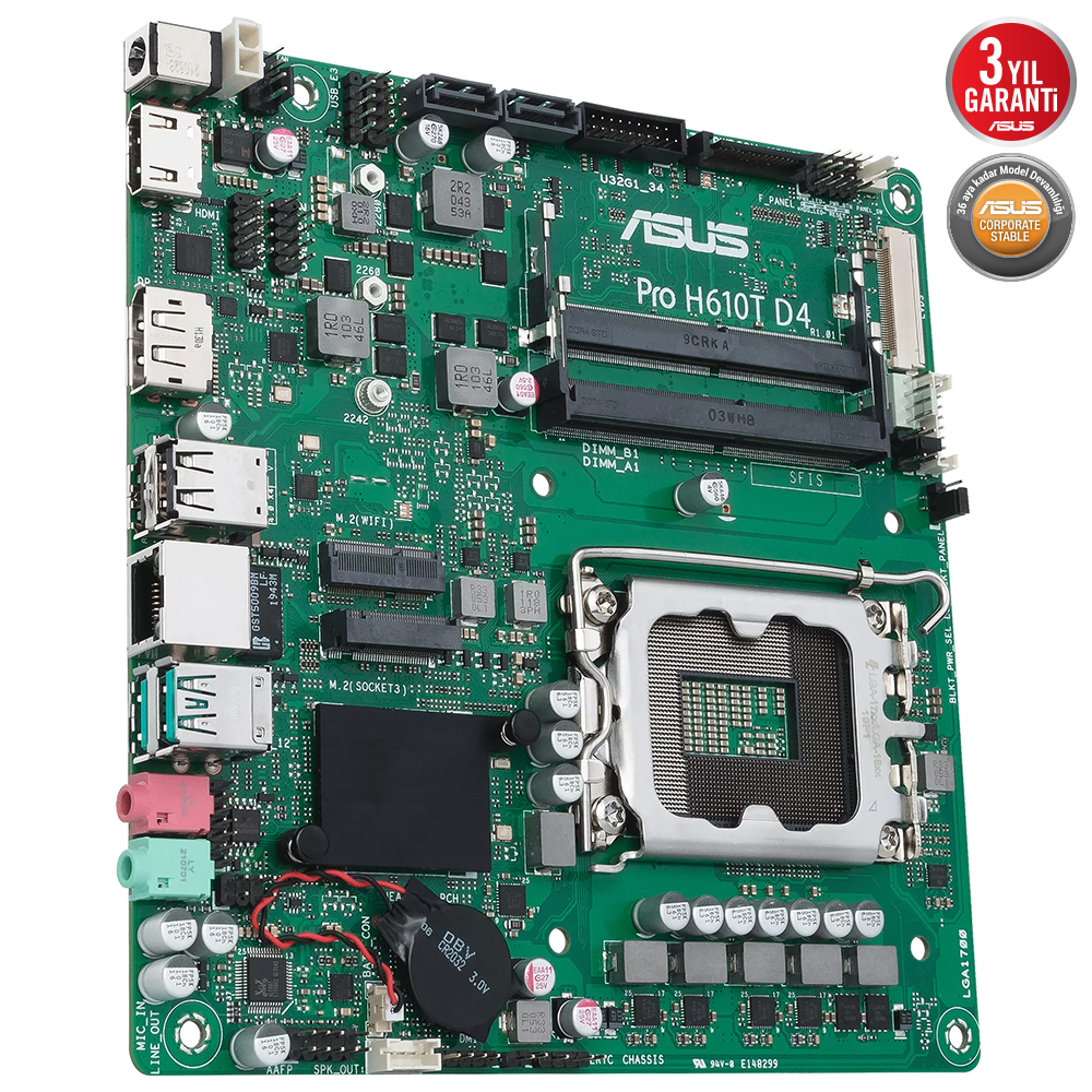 ASUS Pro H610T D4-CSM Soket 1700 DDR4 3200(OC)Mhz Mını-ITX Anakart
