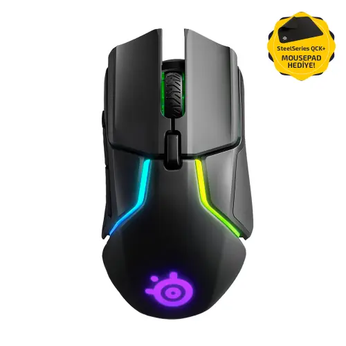 Steelseries Rival 650 SSM62456 12.000CPI 7 Tuş RGB Wireless Optik Gaming Mouse + SteelSeries QcK+ Mousepad
