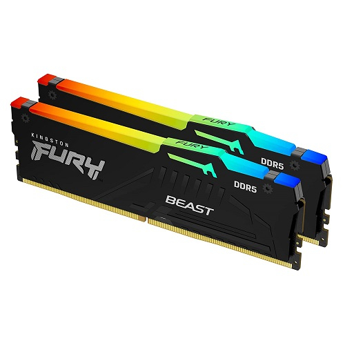Kingston Fury Beast RGB KF548C38BBAK2-16 16GB (2x8GB) DDR5 4800MHz CL38 Siyah Gaming Ram (Bellek)