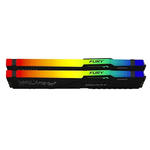 Kingston Fury Beast RGB KF548C38BBAK2-16 16GB (2x8GB) DDR5 4800MHz CL38 Siyah Gaming Ram (Bellek)