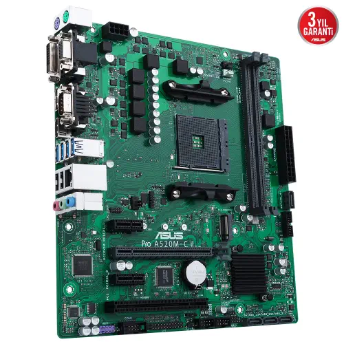 Asus Pro A520M-C II/CSM AMD A520 AM4 Soket DDR4 4600 Micro ATX Anakart