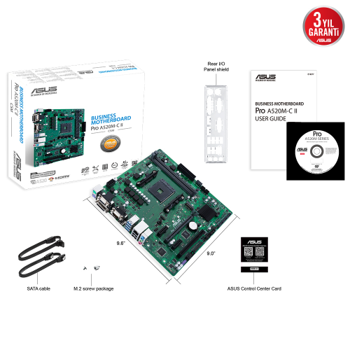 ASUS Pro A520M-C II/CSM AMD A520 AM4 Soket DDR4 4600 Micro ATX Anakart