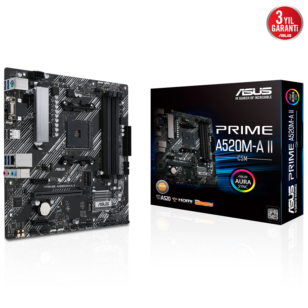 Asus Prime A520M-A II/CSM AMD A520 AM4 Soket DDR4 4866 Mikro ATX Anakart