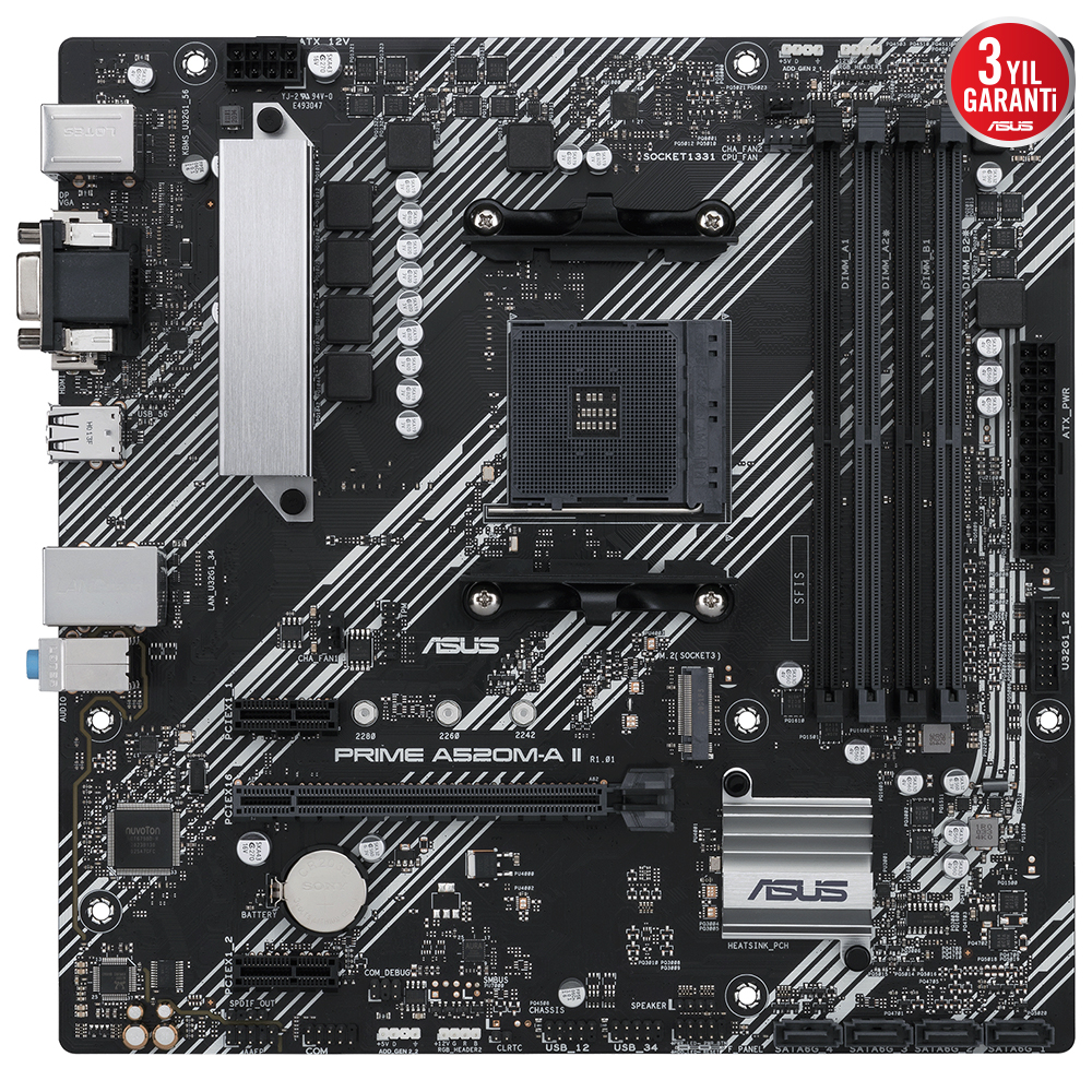 Asus Prime A520M-A II/CSM AMD A520 AM4 Soket DDR4 4866 Mikro ATX Anakart