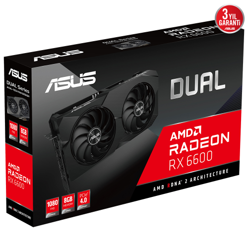 ASUS Dual Radeon RX 6600 DUAL-RX6600-8G-V2 8GB GDDR6 128Bit DX12 Gaming (Oyuncu) Ekran Kartı