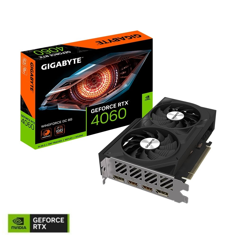 Gigabyte GeForce RTX 4060 WINDFORCE OC 8G GV-N4060WF2OC-8GD GDDR6 128Bit DX12 DLSS 3 Gaming (Oyuncu) Ekran Kartı