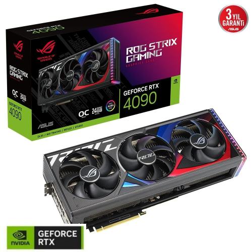 ASUS ROG Strix GeForce RTX 4090 OC ROG-STRIX-RTX4090-O24G-GAMING 24GB GDDR6X 384Bit DX12 DLSS 3 Gaming (Oyuncu) Ekran Kartı