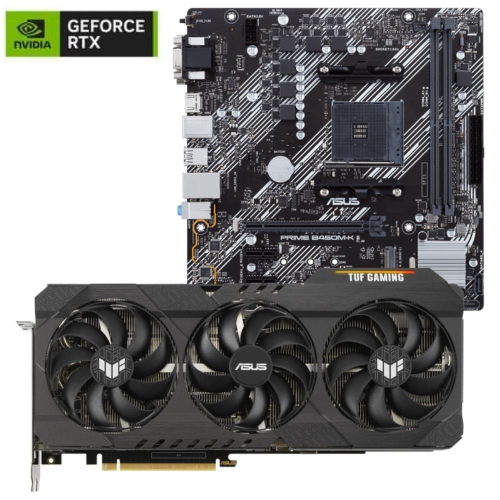 Asus TUF Gaming GeForce RTX 3070 Ti TUF-RTX3070TI-8G-GAMING 8GB GDDR6X 256Bit DX12 Ekran Kartı + Asus Prime B450M-K II AMD B450 Soket AM4 DDR4 4400(OC)MHz mATX Anakart Bundle