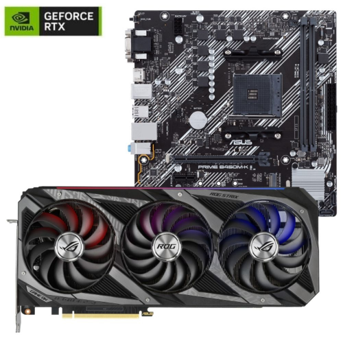 Asus ROG Strix GeForce RTX 3080 Ti OC ROG-STRIX-RTX3080TI-O12G-GAMING 12GB GDDR6X 384Bit DX12 Ekran Kartı + Asus Prime B450M-K II AMD B450 Soket AM4 DDR4 4400(OC)MHz mATX Anakart Bundle