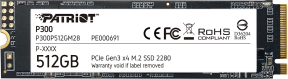 Patriot P300 512GB 1700/1100MB/s NVMe M.2 SSD Disk (P300P512GM28)