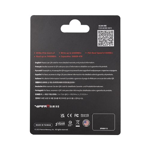 Patriot Viper VP4300 Lite 2TB 7400/6400MB/s NVMe M.2 SSD Disk (VP4300L2TBM28H)