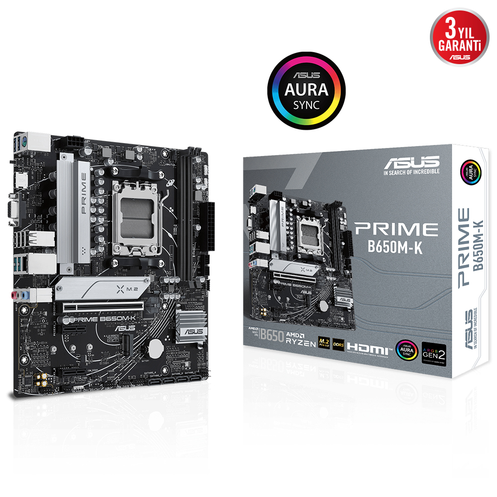 ASUS Prime B650M-K AMD B650 AM5 Soket DDR5 6400MHz Micro-ATX Anakart