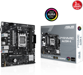 ASUS Prime A620M-K AMD A620 AM5 Soket DDR5 6400(OC)MHz mATX Anakart