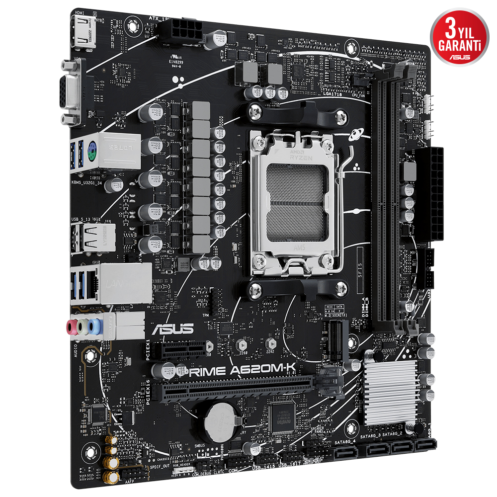 ASUS Prime A620M-K AMD A620 AM5 Soket DDR5 6400(OC)MHz mATX Anakart