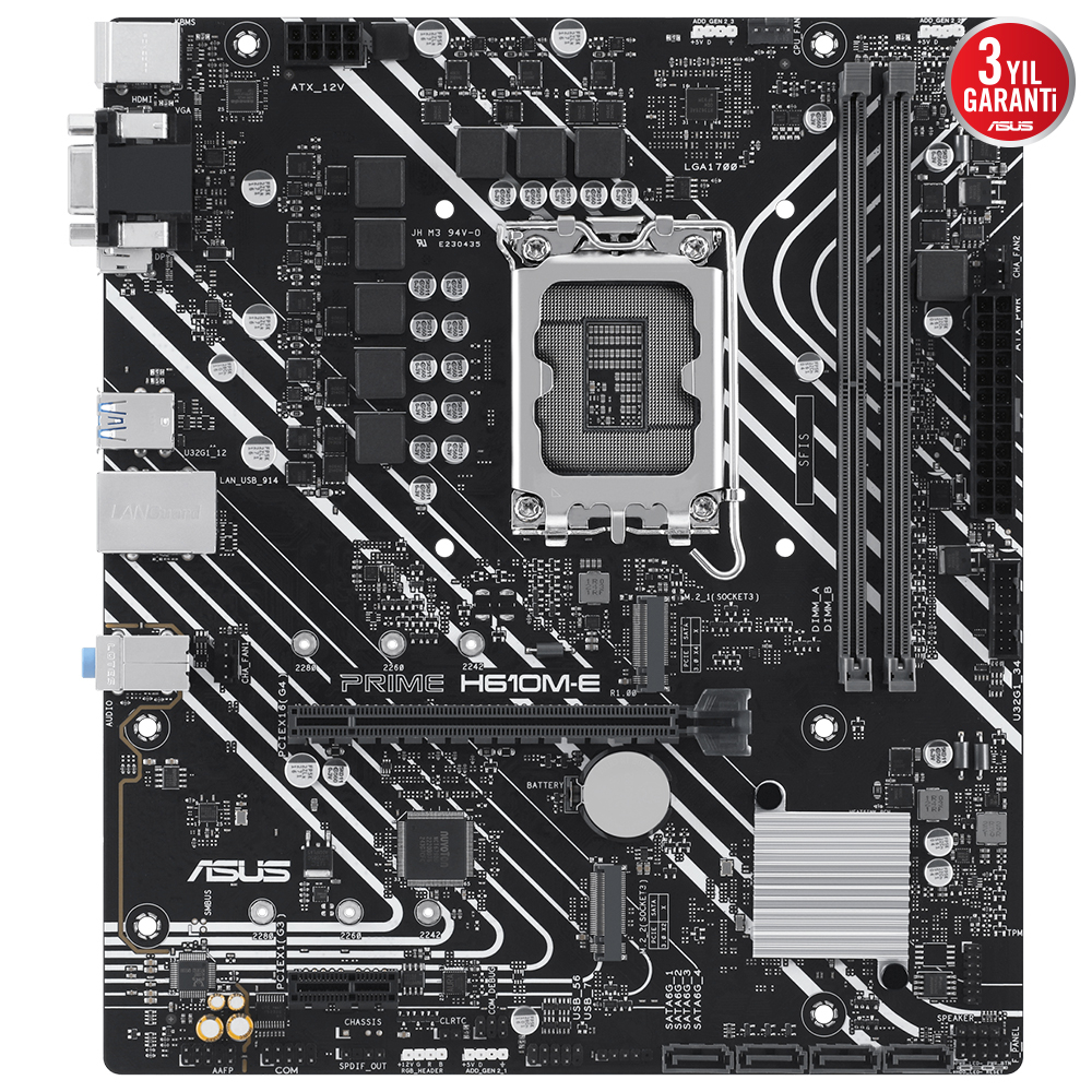 ASUS Prime H610M-E-CSM Intel H610 1700 Soket DDR5 5600Mhz mATX Anakart