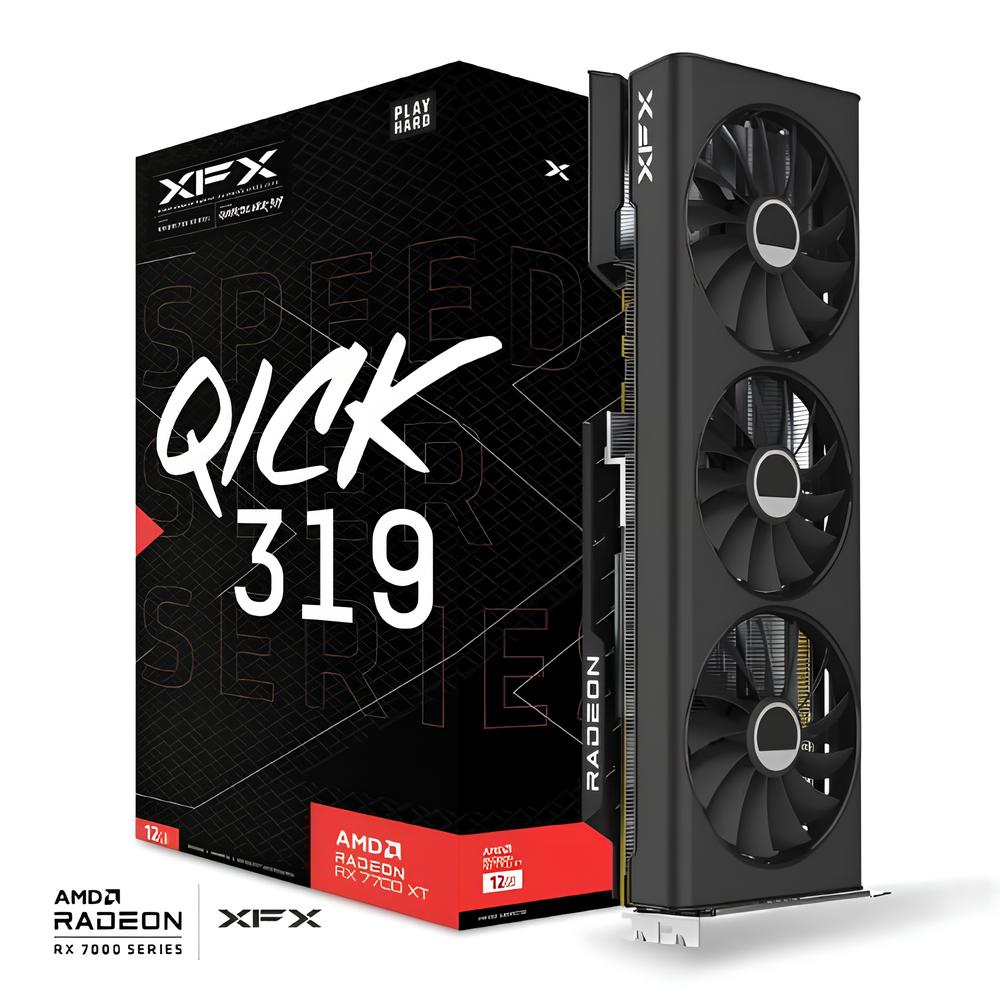 XFX Speedster QICK319 AMD Radeon RX 7700 XT Black RX-77TQICKB9 12GB GDDR6 192Bit DX12 Gaming (Oyuncu) Ekran Kartı