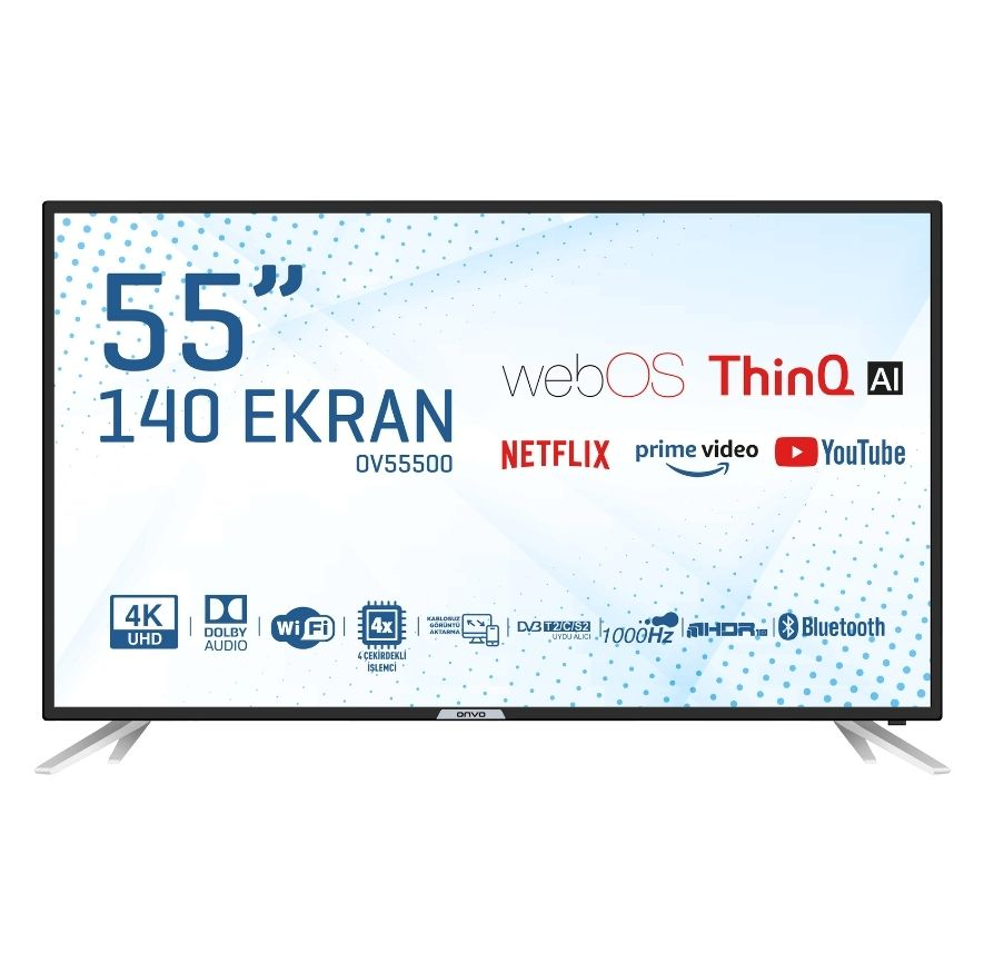 Onvo OV55500 55″ 140 Ekran Ultra HD Uydu Alıcılı webOS Smart LED TV