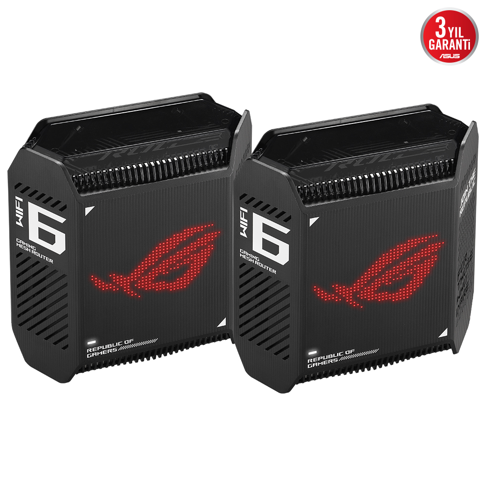 ASUS Rog Rapture GT6 (B-2-PK) WiFi6 Gaming Mesh Router Siyah (2'li)
