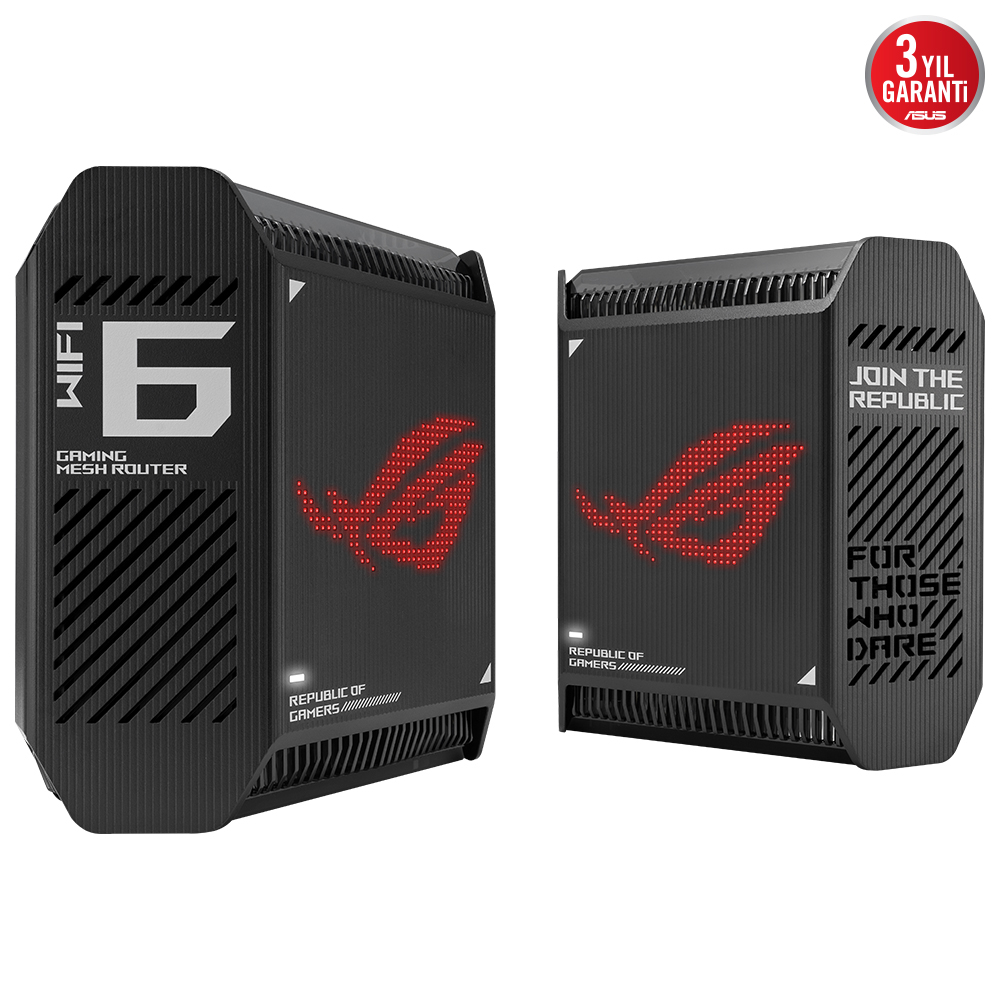 ASUS Rog Rapture GT6 (B-2-PK) WiFi6 Gaming Mesh Router Siyah (2'li)