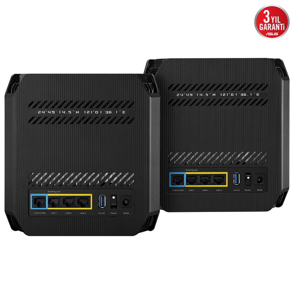 ASUS Rog Rapture GT6 (B-2-PK) WiFi6 Gaming Mesh Router Siyah (2'li)