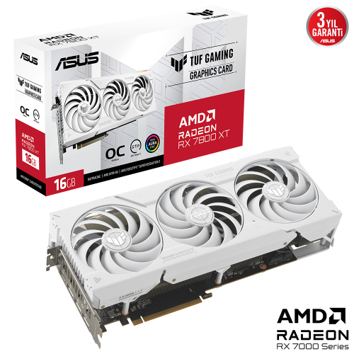 ASUS TUF Gaming Radeon RX 7800 XT White OC TUF-RX7800XT-O16G-WHITE-GAMING 16GB GDDR6  256Bit DX12 Gaming (Oyuncu) Ekran Kartı