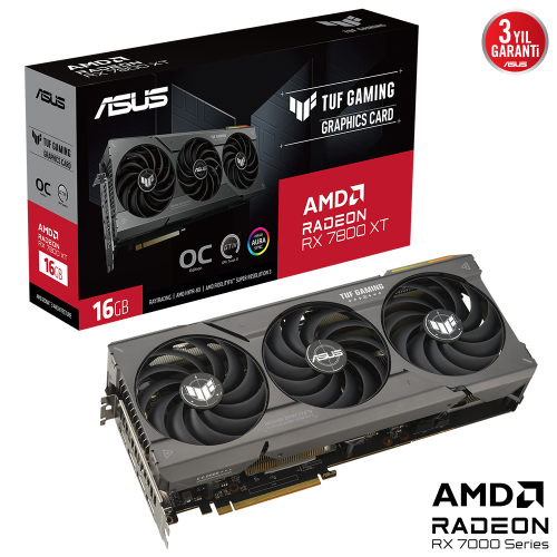 ASUS TUF Gaming Radeon RX 7800 XT OC TUF-RX7800XT-O16G-GAMING 16GB GDDR6 256Bit DX12 Gaming (Oyuncu) Ekran Kartı
