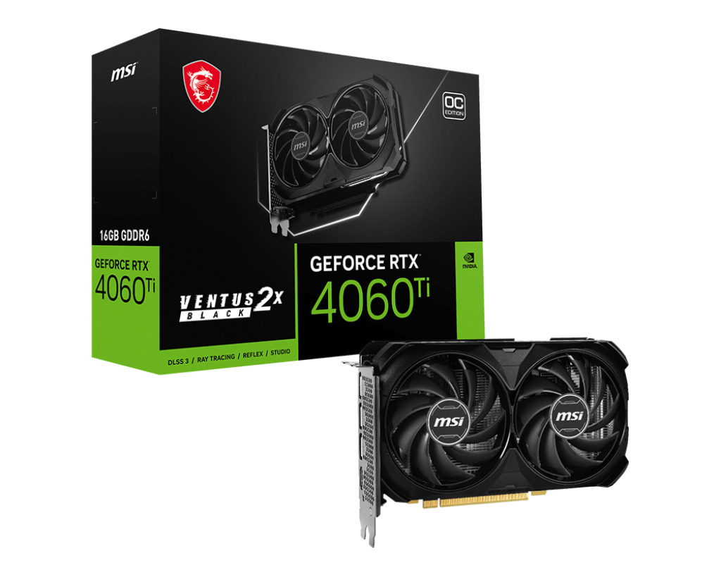 MSI GeForce RTX 4060 Ti VENTUS 2X BLACK 16G OC 16GB GDDR6 128Bit DX12 Gaming (Oyuncu) Ekran Kartı