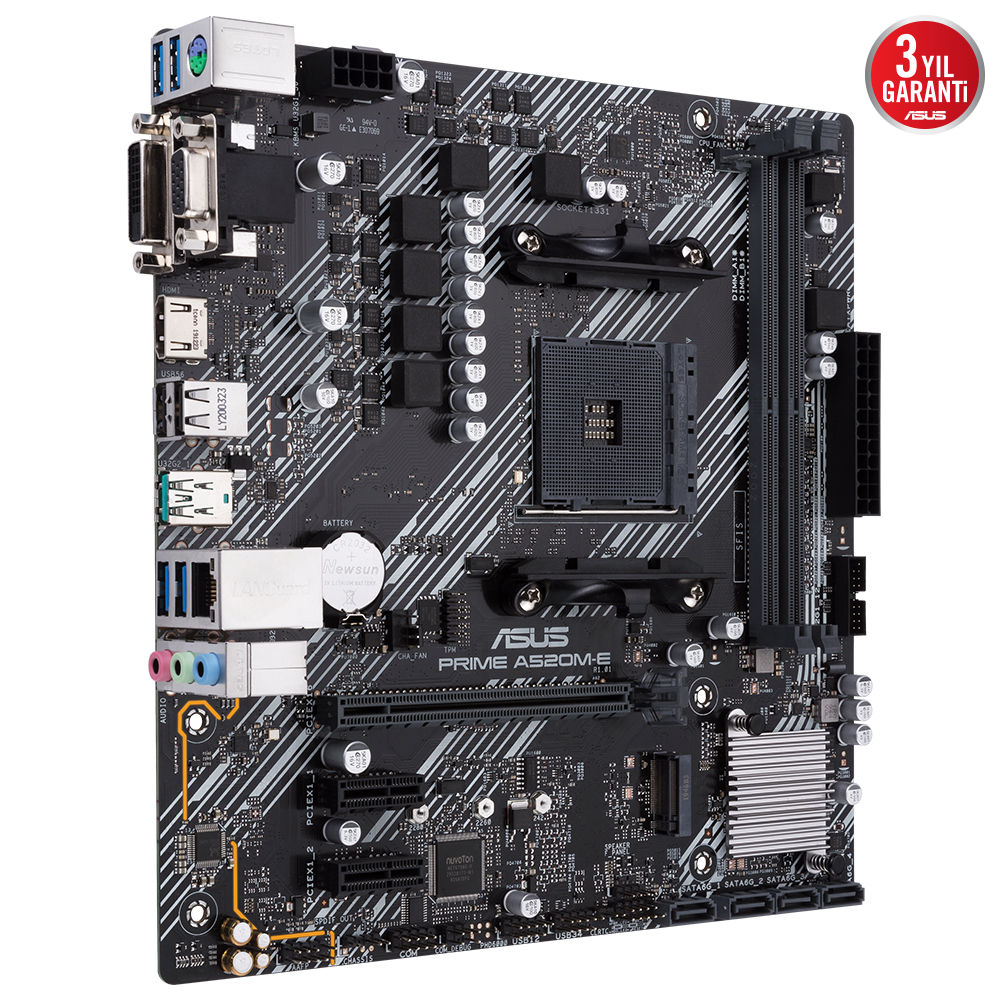 ASUS Prime A520M-E CSM AMD Soket AM4 DDR4 4400MHz mATX Gaming (Oyuncu) Anakart